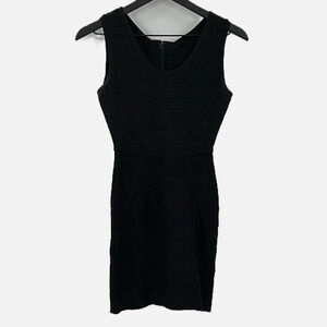 Herve Leger Scoop Neck Sleeveless Bandage Dress in Black - Size Medium